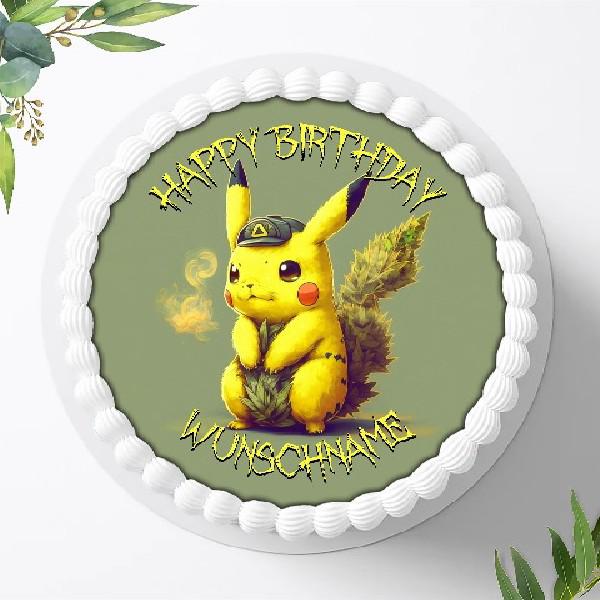 Preview: Pokemon Pikachu Tortenaufleger mit Wunschnamen Ø 20cm, 1077z